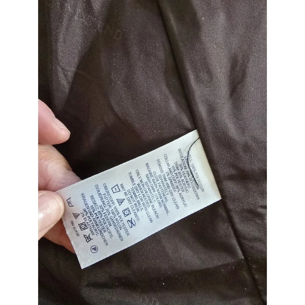 Lands' End Girls Puffer Down Jacket Coat Hooded Quilted Size L 14-16 Brown